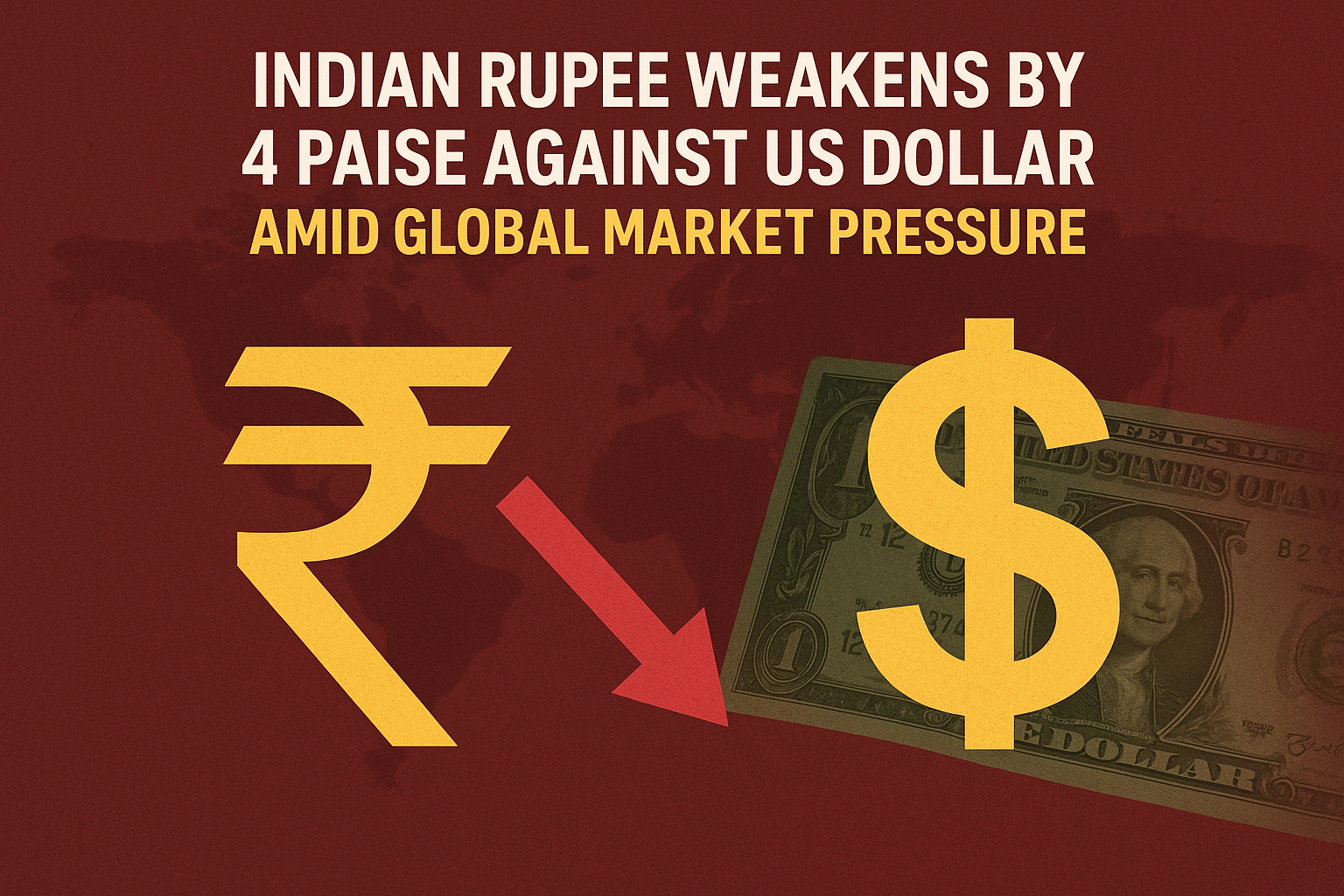 Indian Rupee Weakens by 4 Paise Against US Dollar Amid Global Market Pressure