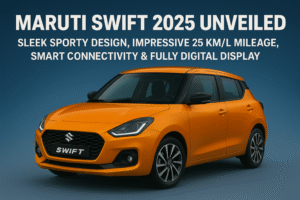 Maruti Swift 2025 Unveiled Sleek Sporty Design, Impressive 25 kml Mileage, Smart Connectivity & Fully Digital Display