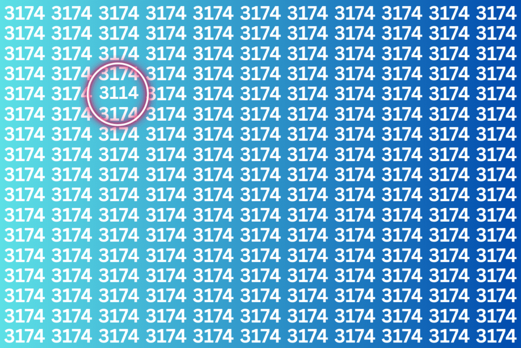 Optical Illusion Challenge: Can You Spot the Hidden Number 3114 Among 3174s in Just 7 Seconds?