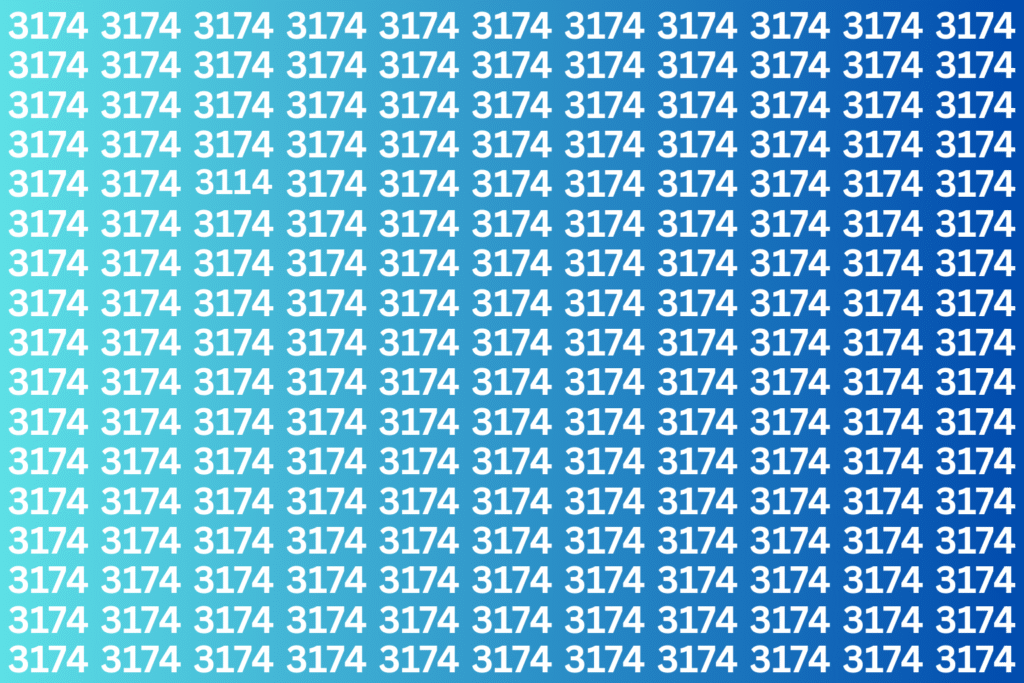 Optical Illusion Challenge: Can You Spot the Hidden Number 3114 Among 3174s in Just 7 Seconds?