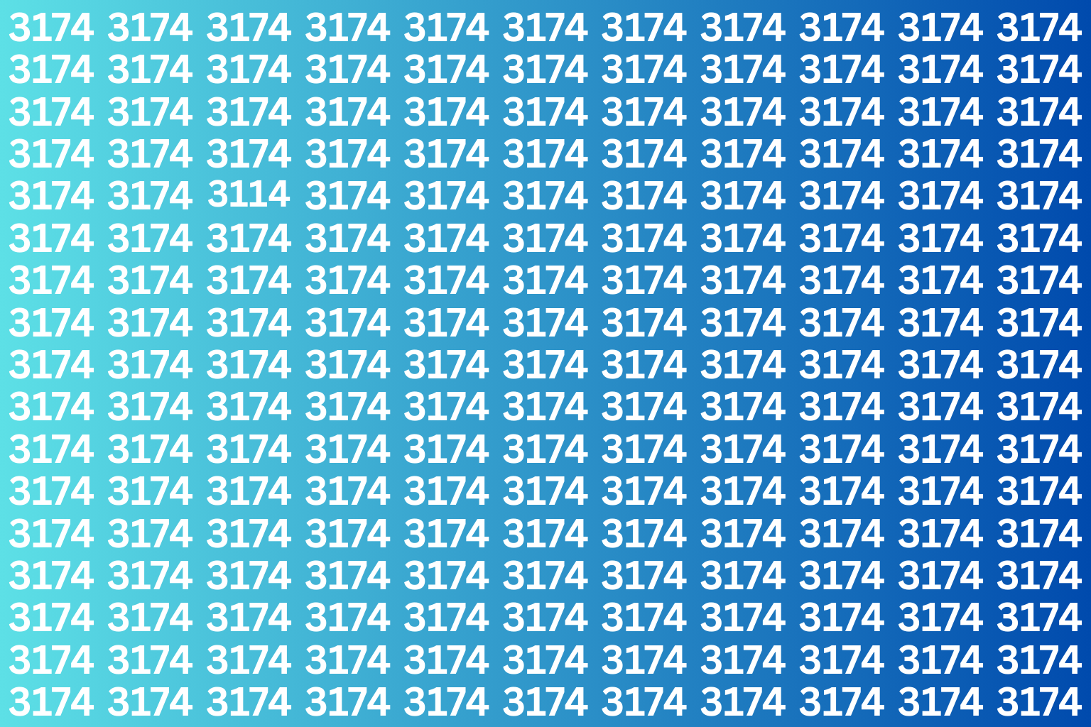 Optical Illusion Challenge: Can You Spot the Hidden Number 3114 Among 3174s in Just 7 Seconds?