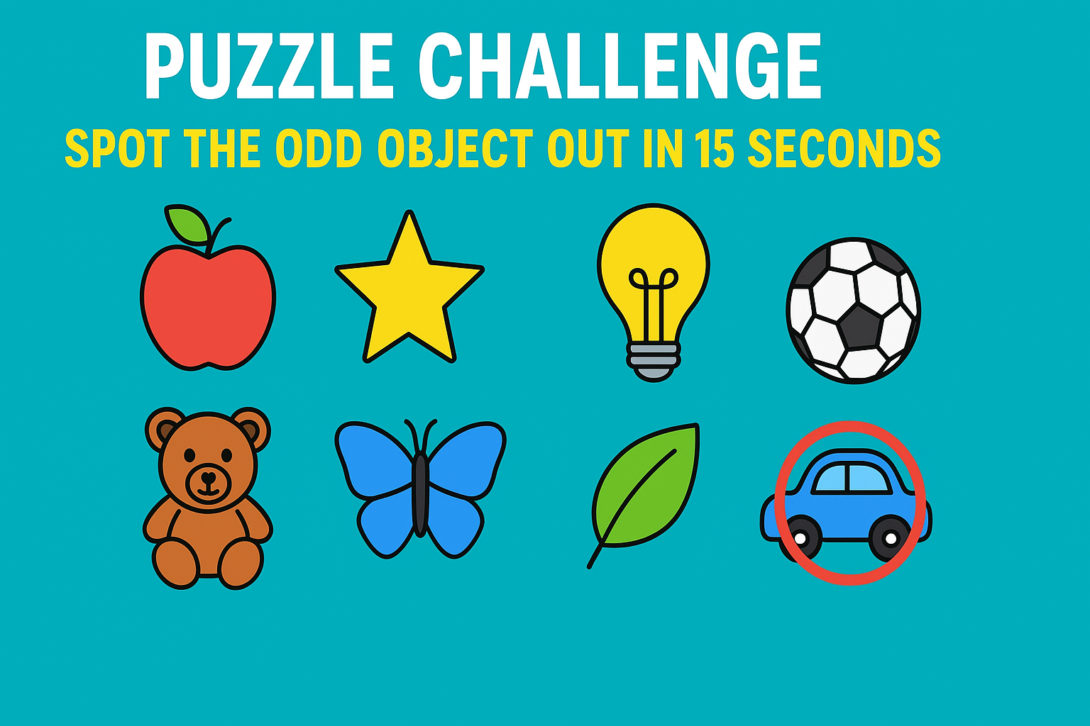 Puzzle Challenge Spot the Odd Object Out in 15 Seconds